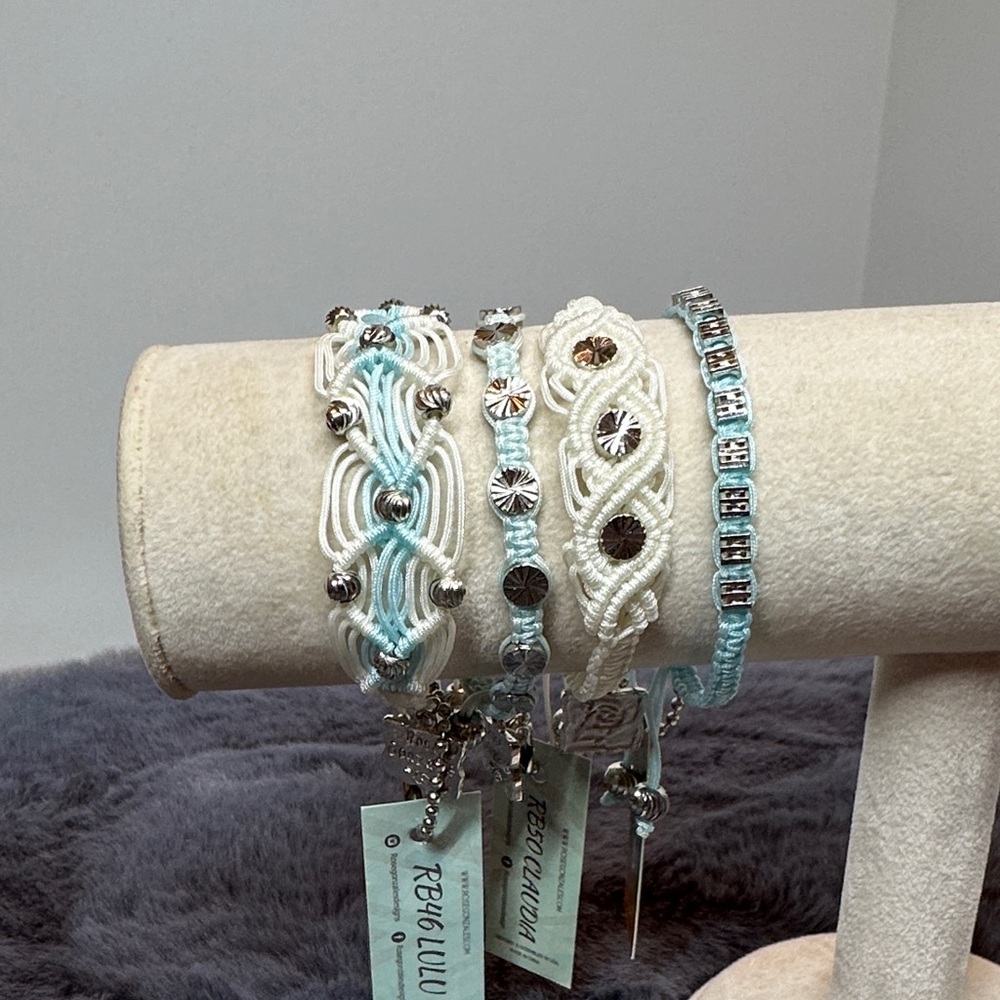 NWT -  Aqua and White Bracelet Set with Swarovski components